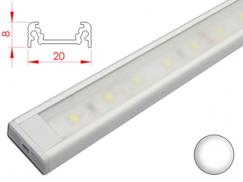 Réglette LED plate - 20x8mm - Couleur Blanche + Alimentation 12V
