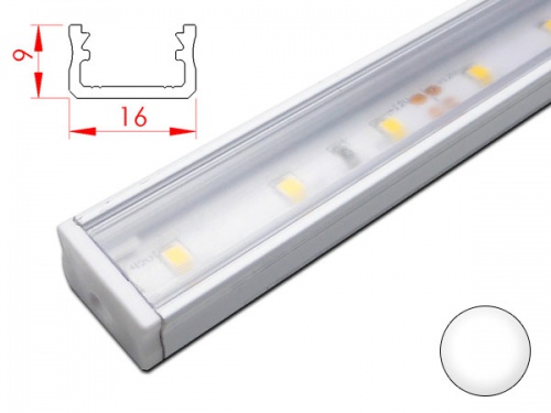 Réglette LED Plate Profilé aluminium-16x9mm-Couleur Blanche