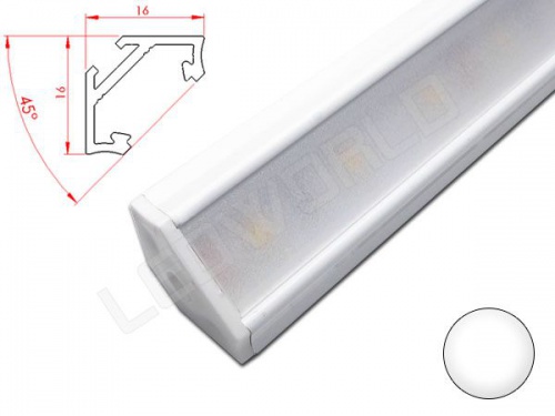 Réglette LED Angulaire 45° Profilé aluminium-16x16mm-Couleur Blanche