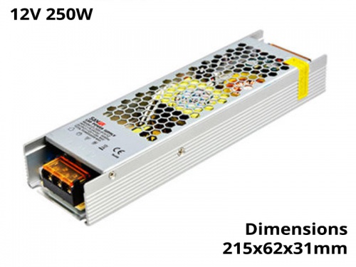 Alimentation Transformateur à découpage pour LED 250 Watts 12V IP20