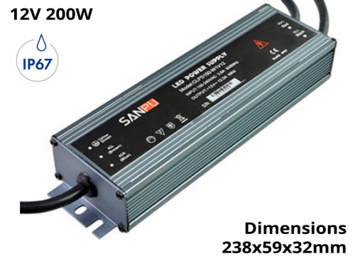 Transformateur 220V 12V 300W, 25A Alimentation LED IP67 Etanche