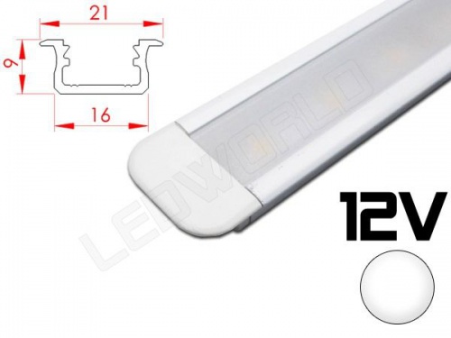 Réglette LED plate - 20x8mm - Couleur Alu + Alimentation 12V