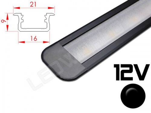 Réglette LED plate - 16x9mm - Couleur Blanche + Alimentation 12V