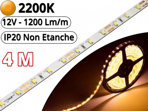 Ruban Led Pro Blanc Extra Chaud 2200K - 4 mètres-IP20