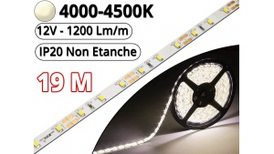 Ruban Led Pro Blanc Naturel 4500K - 19 mètres - IP20