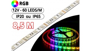 Kit Ruban Led RGB Pro 8,5 Mètres - 12V - 60L/M - 14.4 W/M