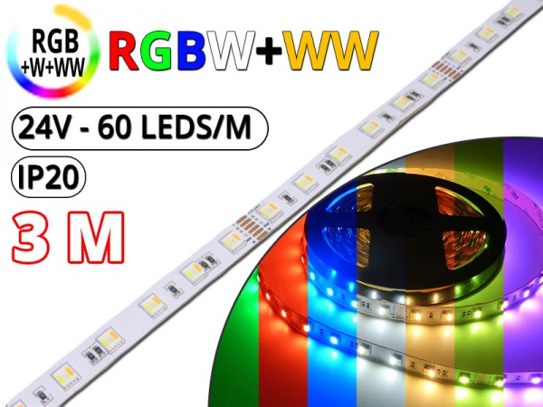 Kit Ruban Led RGB CCT - RGBW+WW Pro 24V - 15 mètres 15M + Alimentation
