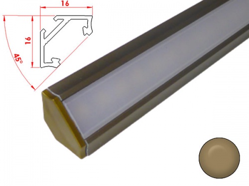 Réglette LED Angulaire 45° Profilé aluminium-16x16mm-Couleur Bronze